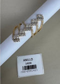 Anillo dorado estilo zigzag con cristales baguette