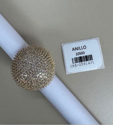 Anillo Dorado Diseño Semiesférico Pavé