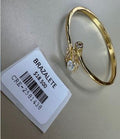 Brazalete rígido con diseño de hoja y cristales brillantes