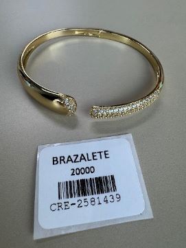 Brazalete Abierto Dorado Asim‚trico con Pedrería