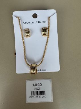 Set Collar y Aretes con Dije Cilíndrico
