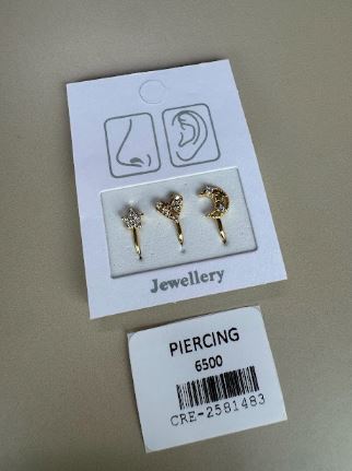 Piercing Corazon, Luna y Estrella con Microcircones