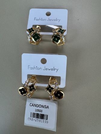 Candongas con Motivos Florales Esmaltados y Pedrería