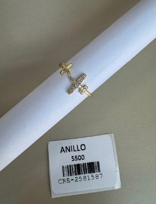 Anillo Diseño Avión con Piedras Brillantes