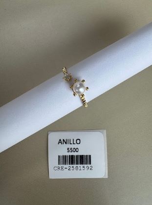 Anillo Ajustable con Perla y Detalle Brillante