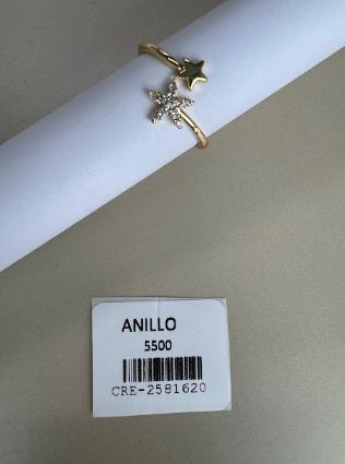 Anillo Ajustable con Estrellas y Piedras Brillantes
