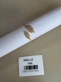 Anillo Ajustable Diseño de Hojas con Piedras