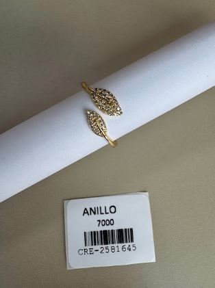 Anillo Ajustable Diseño de Hojas con Piedras