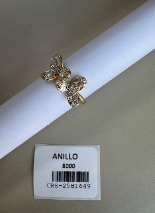 Anillo con Diseño de Flores en Piedras de Corte Baguette y Redondo