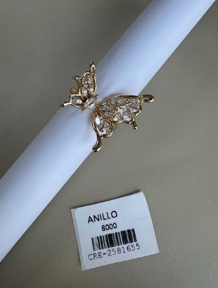 Anillo Ajustable Diseño de Mariposa con Piedras