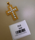 Dije de Cruz con Perlas y Textura Dorada