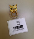 Dije Felino Dorado con Aros de Cristales