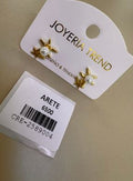 Aretes Topo Diseño Estrella de Mar con Perla