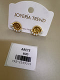 Aretes Dorados Espiral con Perlas Pequeñas