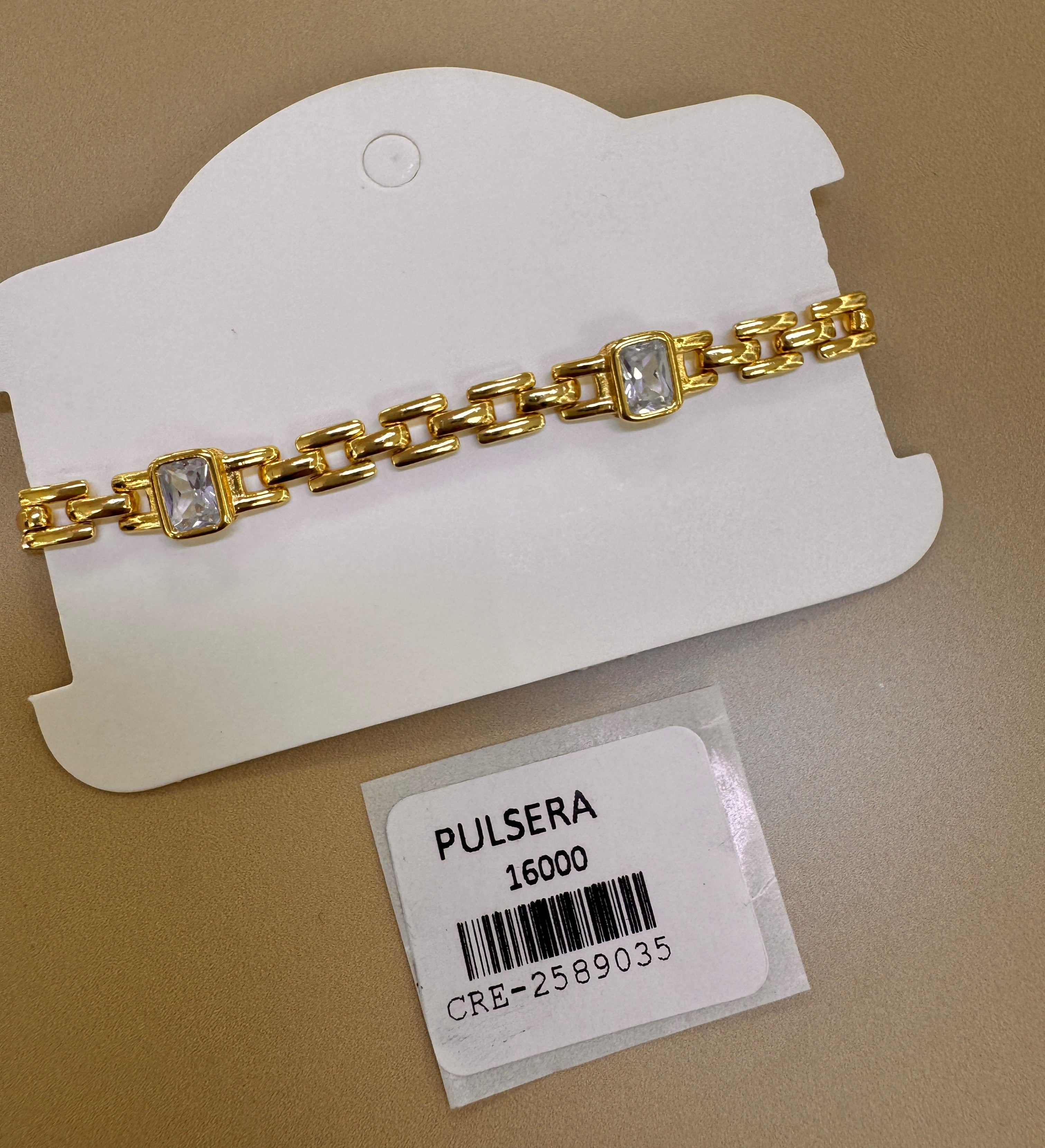 Pulsera de Eslabones con Cristales Rectangulares