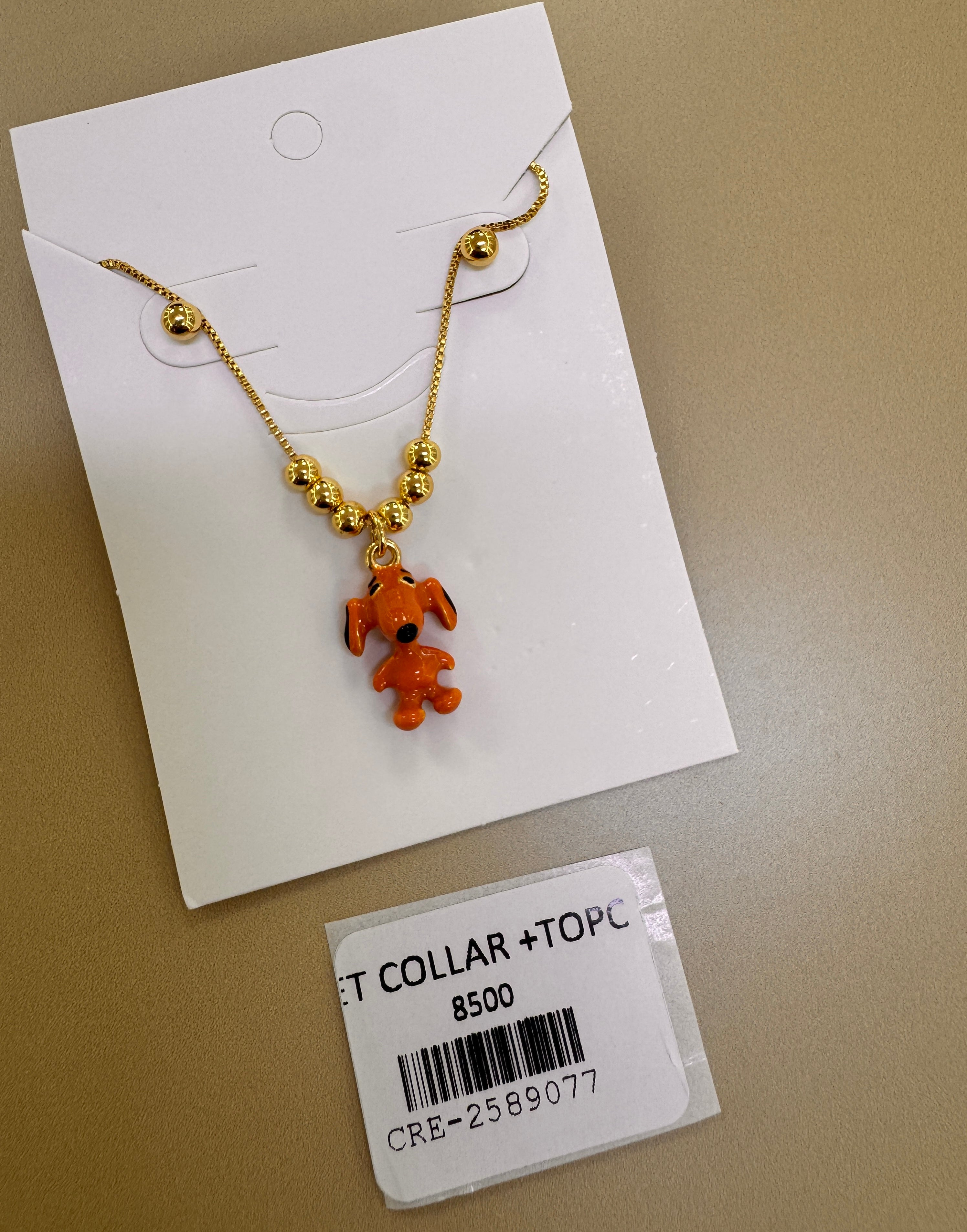 Juego de Collar con Dije de Perrito y Topos