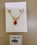 Juego de Collar y Aretes con Dije Rojo
