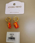 Candongas Doradas con Dije de Tigre Naranja