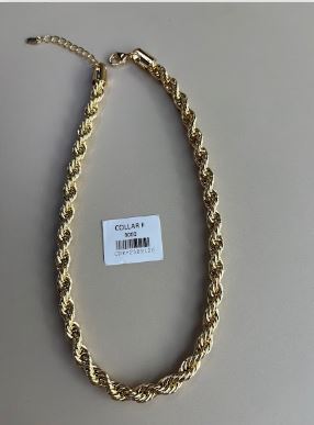 Collar Trenzado de Eslabón Grueso Dorado