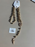 Collar Rosario Cuentas en Color Dorado con Cruz y Medalla