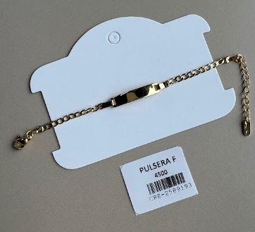 Pulsera Dorada con Placa Lisa y Cadena Ajustable