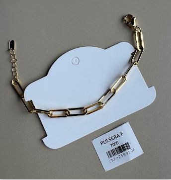 Pulsera de cadena con eslabones rectangulares en tono dorado