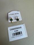 Candongas con Cristal Verde y Detalle Radial