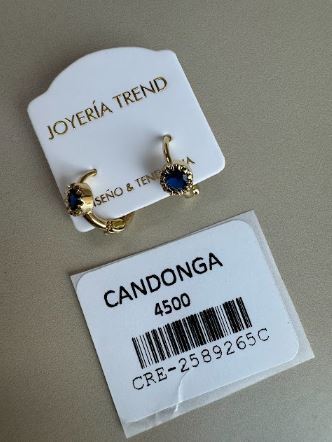 Candongas con Cristal Azul y Detalle Radial