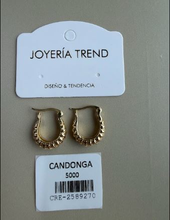 Candongas Ovaladas Doradas con Relieve