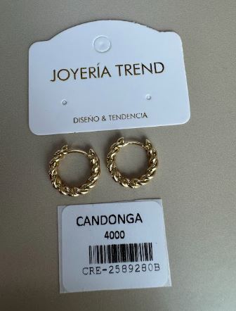 Candongas Doradas Aro Con Diseño Entorchado