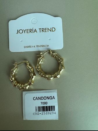 Candongas Doradas Diseño Bambú