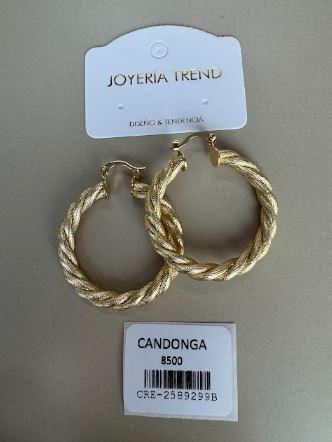Aretes Tipo Argolla Texturizados Dorados