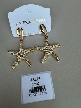 Aretes Estrella de Mar Colgantes Brillantes