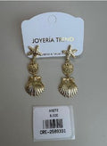 Aretes Colgantes con Motivos Marinos en Cascada con Textura