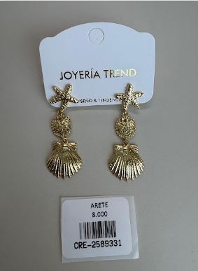 Aretes Colgantes con Motivos Marinos en Cascada con Textura