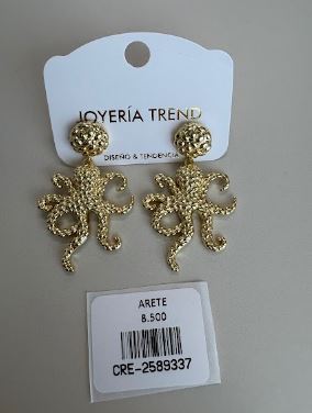 Aretes Colgantes con Diseño de Pulpo Texturizado