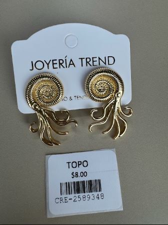 Aretes Espiral con Detalles Colgantes Dorados