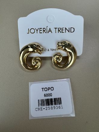 Aretes Camaleón Enroscado Dorados