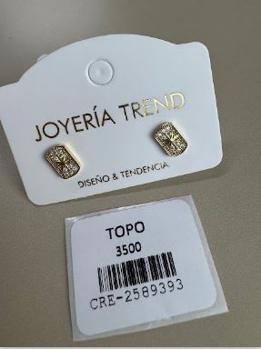 Aretes Rectangulares con Diseño de Estrella y Pedrería