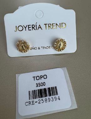 Aretes Topo Religiosos con Detalle Circular