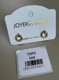 Aretes Circulares con Pedrería y Detalle de Estrella