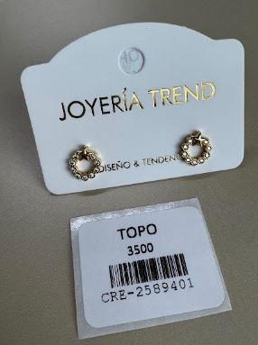 Aretes Circulares con Pedrería y Detalle de Estrella