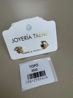 Aretes Topo Diseño Abstracto con Incrustaciones