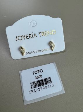 Aretes Topo Diseño Caracol con Incrustaciones
