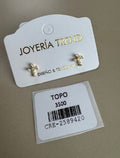Aretes Topo Cruz con Incrustaciones