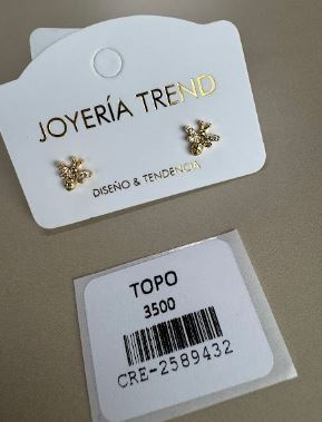 Aretes Topo Diseño Abeja con Incrustaciones