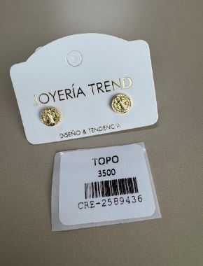 Aretes Topo Diseño Circular Religioso