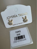 Aretes Topo Conejito con Brillos y Ojos Negros