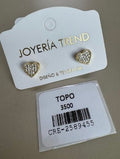 Aretes Topo Corazón Pequeños con Pavé de Cristales