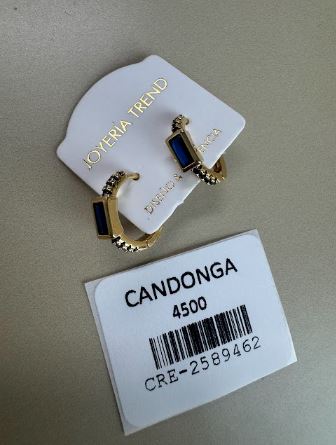 Candongas Rectangulares con Cristal Azul